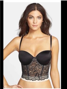 Le Mystere Black Lace Longline Bustier Bra